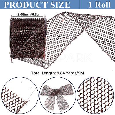 9M Sparkle Polyester Mesh Ribbon with Paillettes OCOR-WH20012-15G-1
