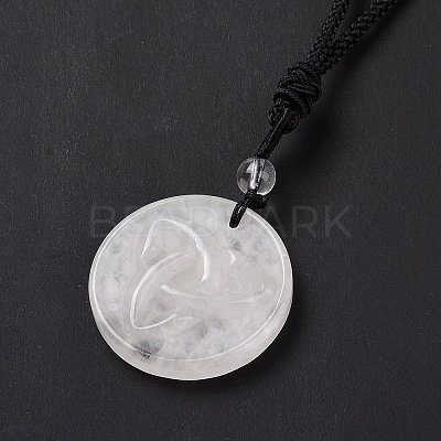 Adjustable Natural Quartz Crystal Sailor's Knot Pendant Necklace with Nylon Cord for Women NJEW-L171-02F-1
