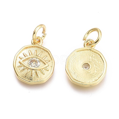 Brass Micro Pave Cubic Zirconia Pendants KK-P187-17E-G-1