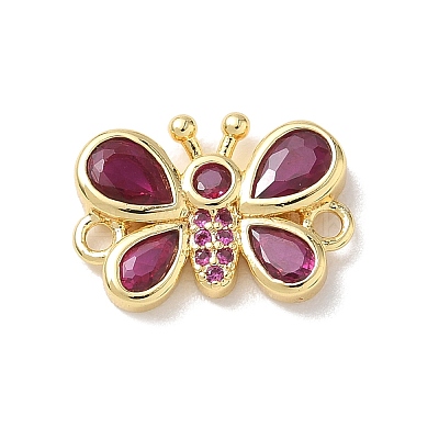 Brass Pave Cubic Zirconia Butterfly Links Connector Charms KK-L268-028G-04-1