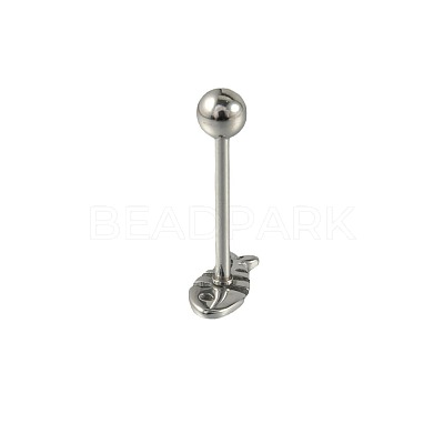 304 Stainless Steel Fish Bone Straight Barbell 15 Gauge Piercing Tongue Rings for Women Men FS-WG89F3B-01-1