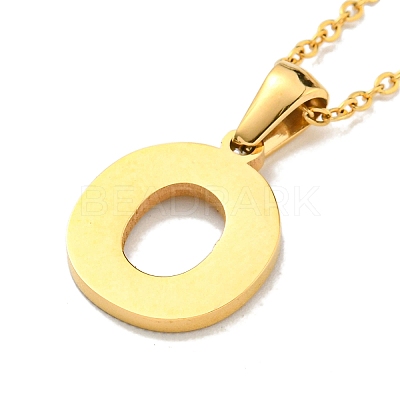 Ion Plating(IP) Initial Letter 304 Stainless Steel Pendant Necklaces NJEW-M199-01G-O-1