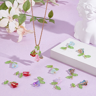50Pcs Glass Pendants PALLOY-HY00097-1