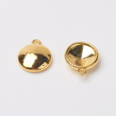 Tibetan Style Alloy Flat Round Charm Pendant Rivoli Xilion Pointed Back Chaton Rhinestone Settings X-PALLOY-O034-A-G01-1