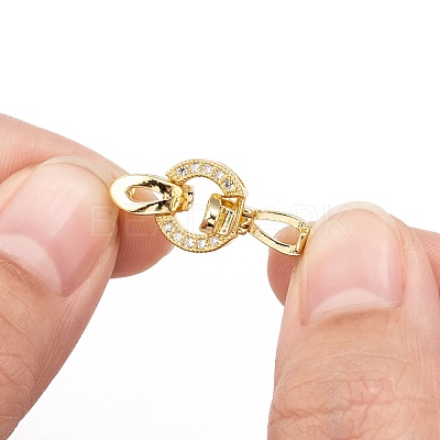 Brass Micro Pave Cubic Zirconia Fold Over Clasps X-KK-P164-12G-1