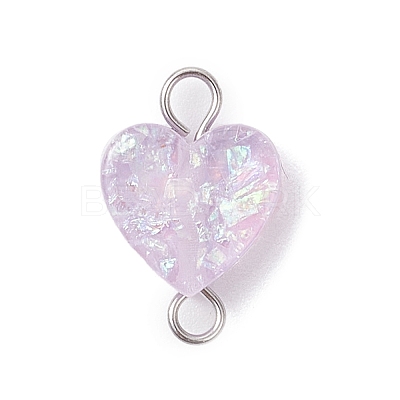 Transparent Resin Heart Links Connector Charms PALLOY-JF04449-02-1
