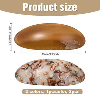 2Pcs 2 Colors Resin and Iron Hair Barrettes PHAR-GO0001-07B-1