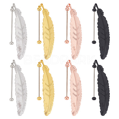 8Pcs 4 Colors Zinc Alloy Beadable Bookmarks AJEW-GO0002-15-1
