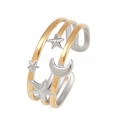 304 Stainless Steel Double Color Cuff Rings RJEW-S635-01GP-21-1