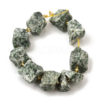 Raw Rough Natural Green Spot Jasper Beads Strands G-Z087-B16-1