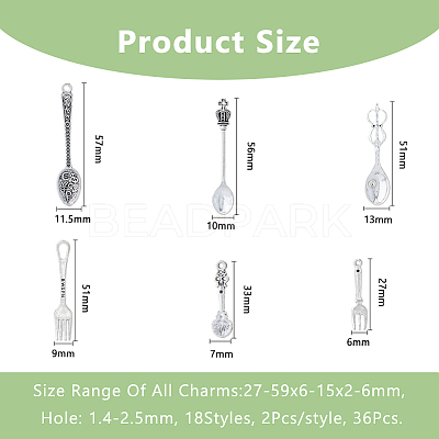 36pcs 18 styles Alloy Pendants FIND-DC0005-94-1