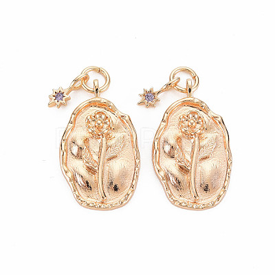 Brass Tanzanite Rhinestone Pendants X-KK-S364-216-1