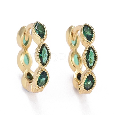 Brass Micro Pave Cubic Zirconia Huggie Hoop Earrings EJEW-K083-34G-C-1