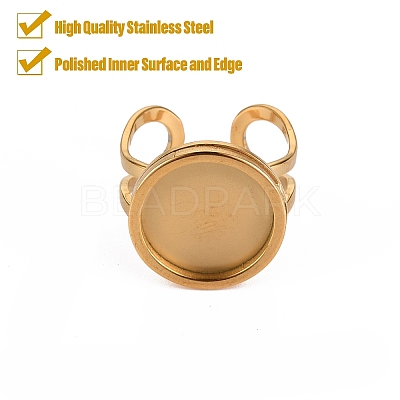 201 Stainless Steel Cuff Ring Findings STAS-S080-040C-G-1