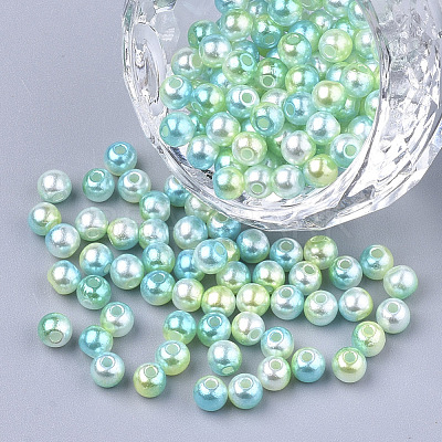 Rainbow ABS Plastic Imitation Pearl Beads OACR-Q174-4mm-03-1