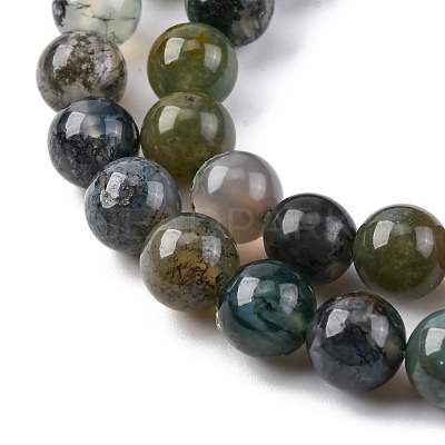 Natural Moss Agate Beads Strands G-F453-8mm-1