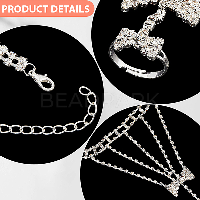 2Pcs Crystal Rhinestone Tennis Ring Bracelet BJEW-CN0001-17B-1