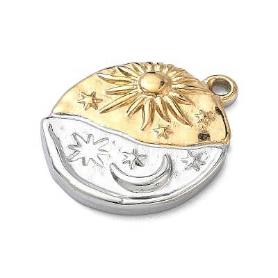 Two-tone 304 Stainless Steel Pendants X-STAS-A142-03GP-1