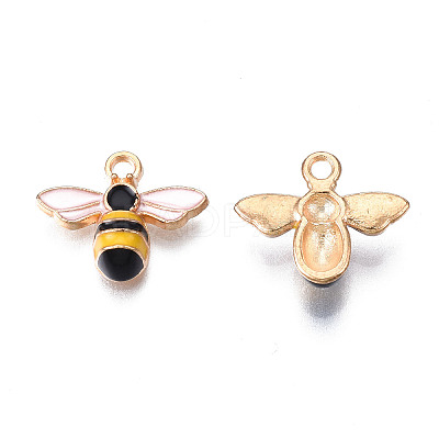 Light Gold Plated Alloy Enamel Pendants ENAM-R136-49-1