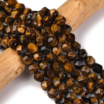 Faceted Natural Tiger Eye Beads Strands G-K066-01-8mm-1