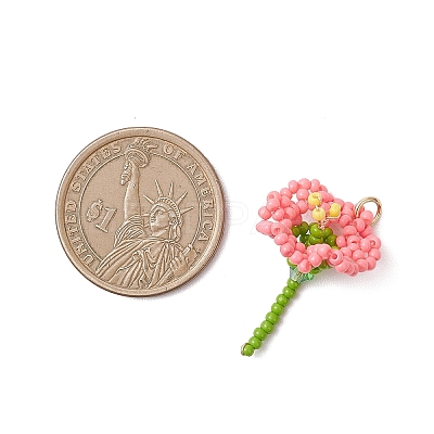 Glass Seed Beaded Flower Pendants PALLOY-MZ01171-1