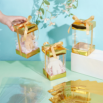 10Pcs Rectangle Clear Plastic Gift Packing Boxes with Paper Top and Bottom CON-WH0099-96B-1