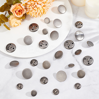 50Pcs 5 Styles 3-Hole Brass Buttons BUTT-OC0001-47B-1