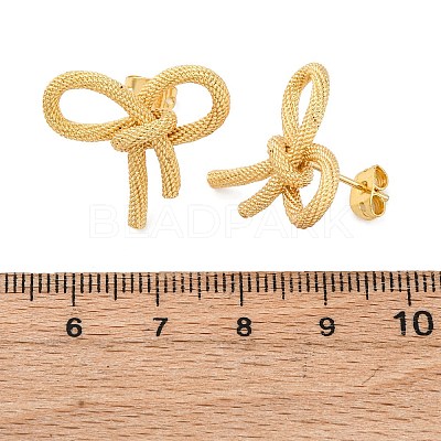 Rack Plating Brass Bowknot Stud Earrings for Women EJEW-F308-02G-1