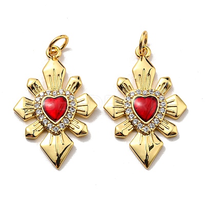 Rack Plating Brass Cubic Zirconia Pendants KK-D026-31G-1