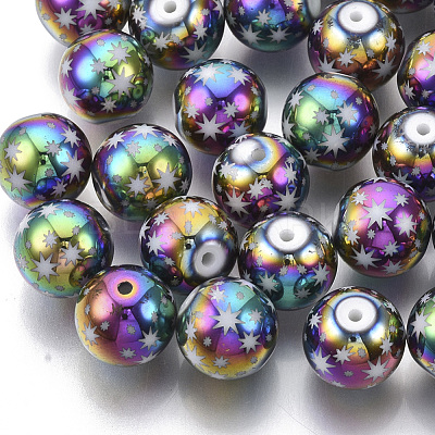 Christmas Electroplate Glass Beads EGLA-R113-07D-1