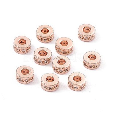 Brass Micro Pave Cubic Zirconia Beads ZIRC-F009-31RG-1