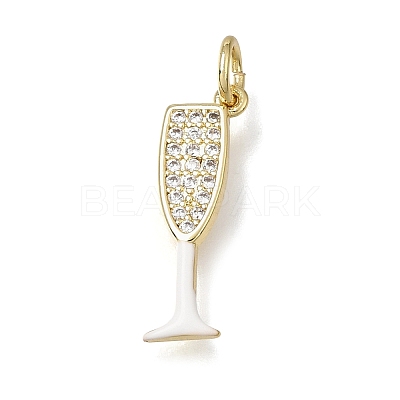 Brass Micro Pave Clear Cubic Zirconia Pendants CU-CBAEEA8-15B-G-1
