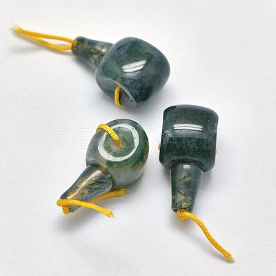 Natural Moss Agate 3 Hole Guru Beads G-K208-02-A-26-1