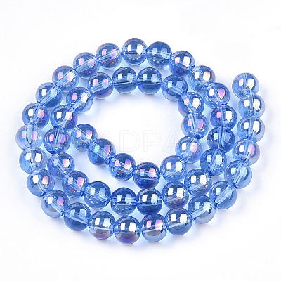 Electroplate Transparent Glass Beads Strands GLAA-T032-T8mm-AB04-1