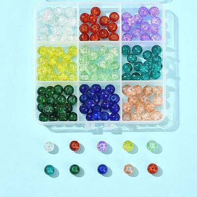 180Pcs 9 Colors Spray Painted Crackle Glass Beads Set CCG-FS0001-03-1