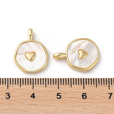 Rack Plating Brass Pendants with Natural Shell KK-K332-40G-1