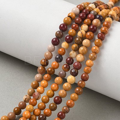 Round Natural Mookaite Gemstone Bead Strands G-J333-06-4mm-1