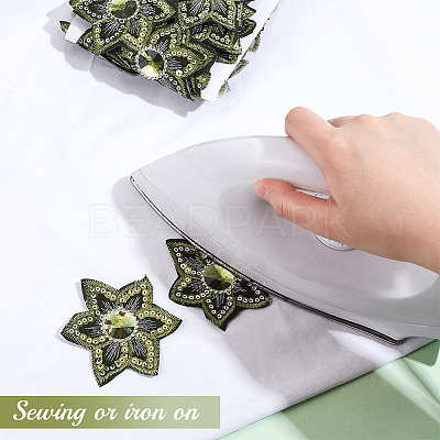 Iron on/Sew on Ethnic Style Embroidery Flower Polyester Lace Ribbons OCOR-WH0060-47A-1