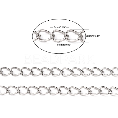 Non-Tarnish 3.28 Feet 304 Stainless Steel Curb Chains X-CHS-Q001-22-1