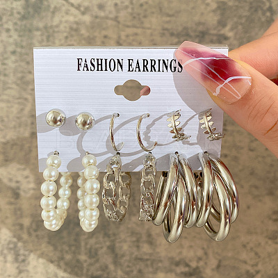 Alloy & Plastic Pearl Earring Sets WG01624-24-1