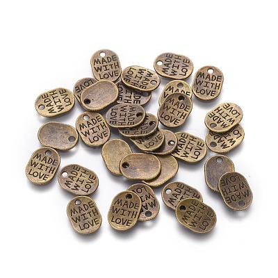 Tibetan Style Alloy Oval Charms TIBEP-Q035-08AB-NR-1
