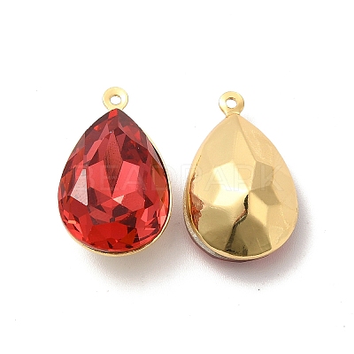 Real 18K Gold Plated Brass with Glass Pendants KK-177-22G-05-1