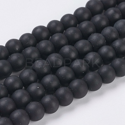 Black Stone Beads Strands G-G508-7-1