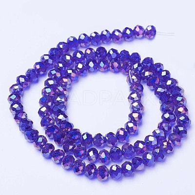 Electroplate Glass Beads Strands X-EGLA-A034-T6mm-B15-1