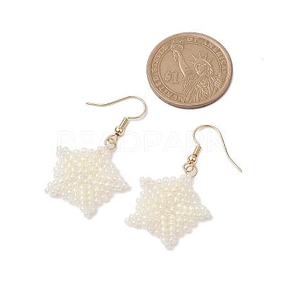 Snowflake Braided Glass Seed Bead Dangle Earrings EJEW-JE05868-1