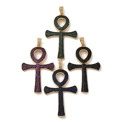 Brass Micro Pave Cubic Zirconia Big Pendants KK-U076-06G-1