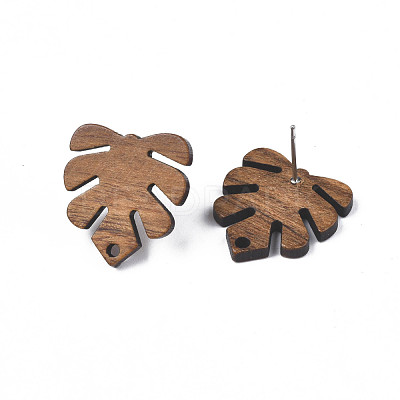 Tropical Theme Walnut Wood Stud Earring Findings MAK-N033-001-1