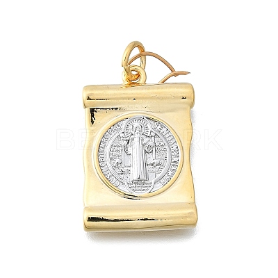 Brass Saint Benedict Medal Pendants KK-V010-01GP-02-1