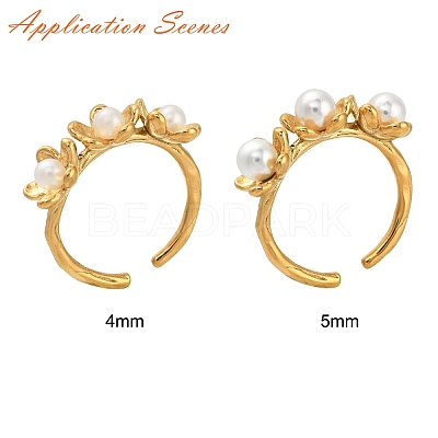 304 Stainless Steel Flower Open Cuff Ring Findings STAS-K263-04G-1
