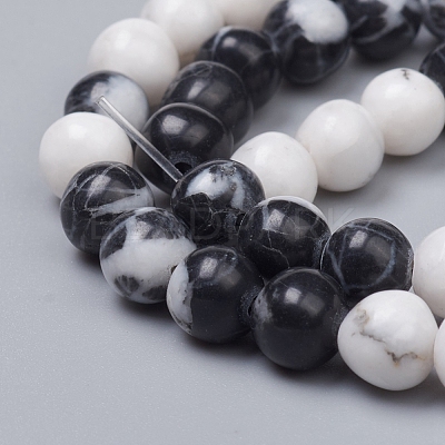 Natural Gemstone Imitation Zebra Jasper Beads Strands G-G829-07-6mm-1